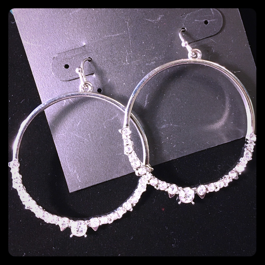 Tahari Rhinestone Encrusted Hoops 14$